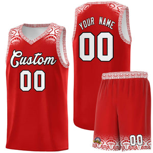 Custom Red White Personalized Indians Print Sets Sports Uniform Basketball Jersey