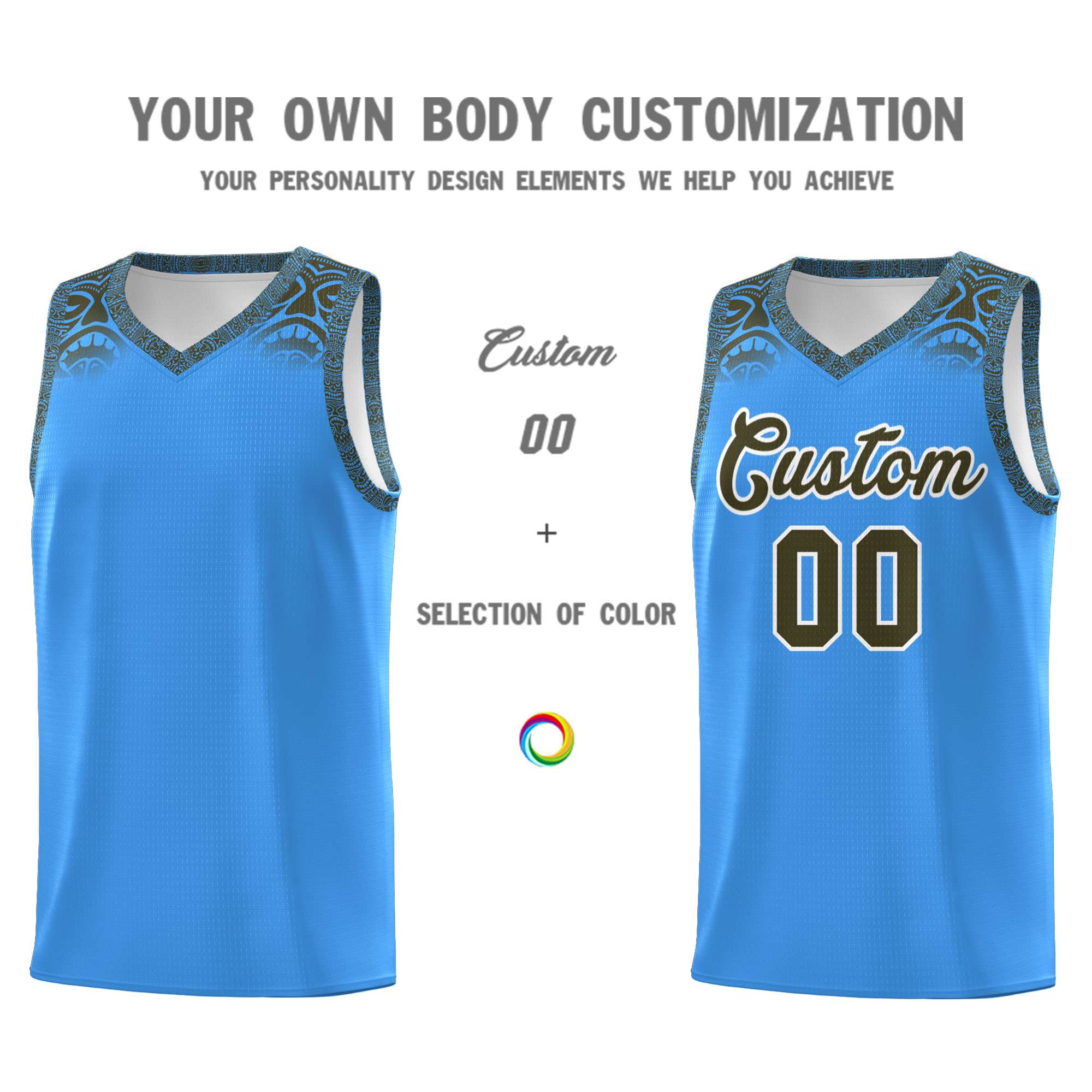 Custom Powder Blue Olive Personalized Indians Print Sets Sports Uniform Basketball Jersey