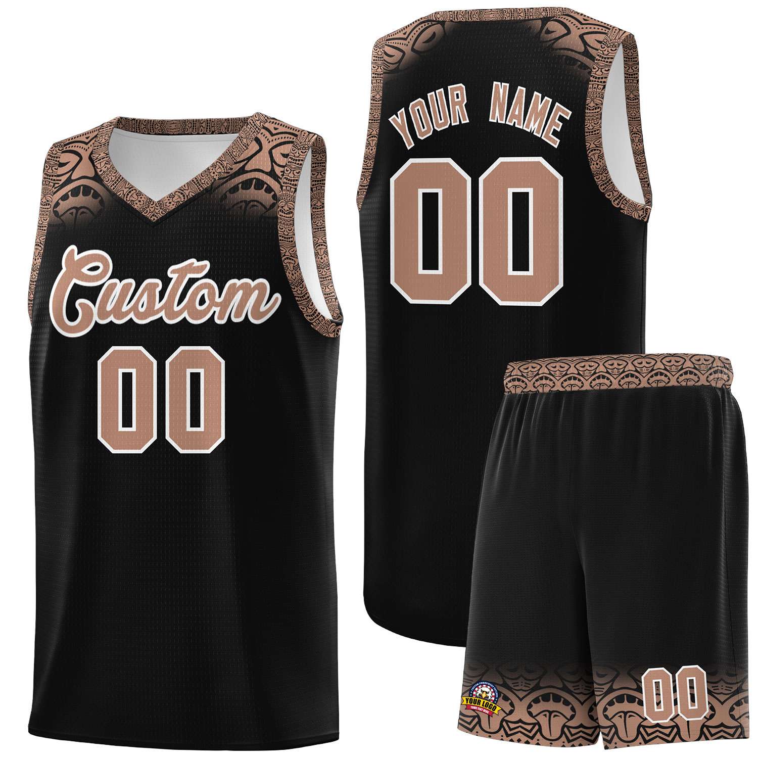 Custom Black Teabrown Personalized Indians Print Sets Sports Uniform Basketball Jersey