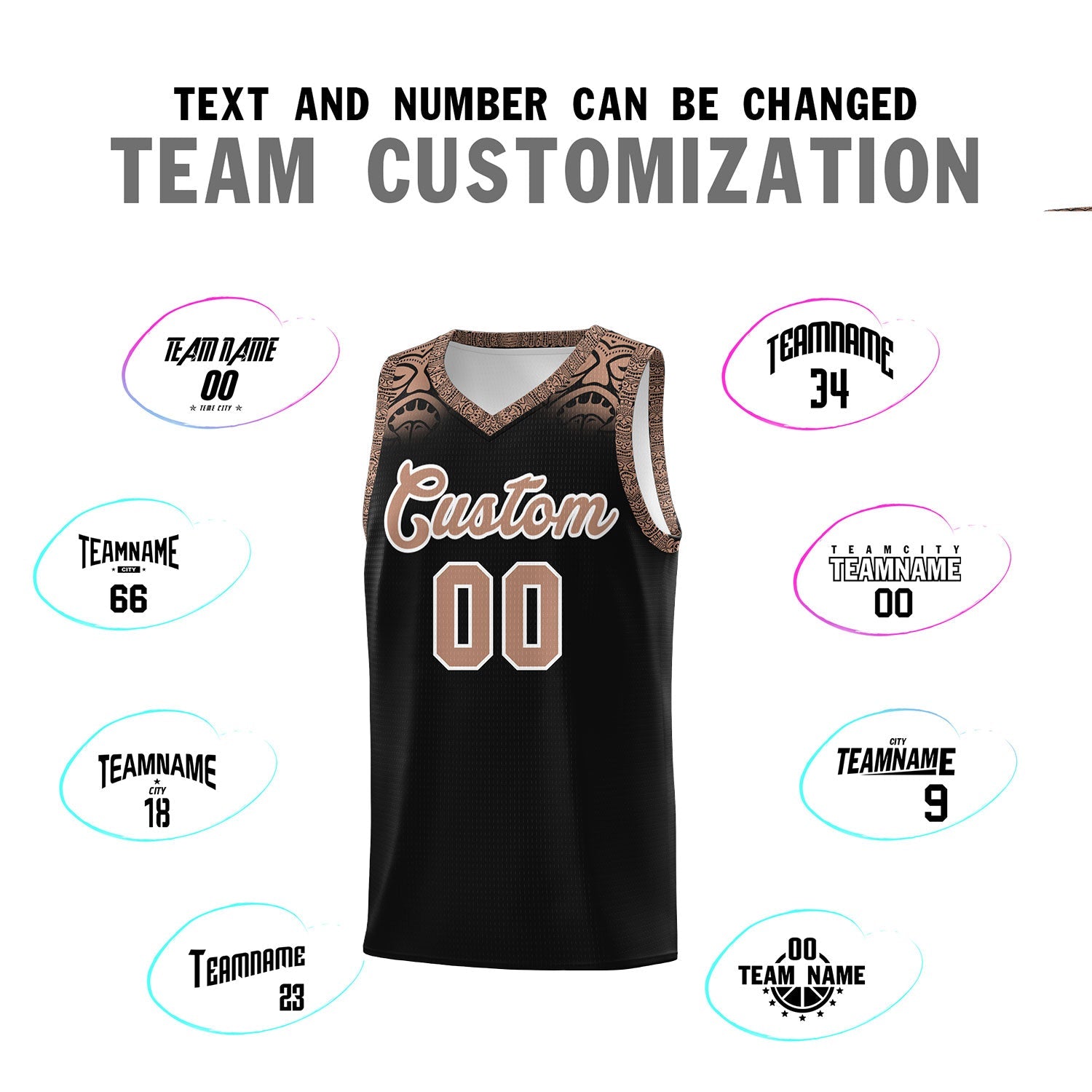 Custom Black Teabrown Personalized Indians Print Sets Sports Uniform Basketball Jersey