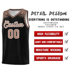 Custom Black Teabrown Personalized Indians Print Sets Sports Uniform Basketball Jersey