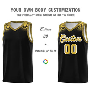 Custom Black Yellow Personalized Indians Print Sets Sports Uniform Basketball Jersey