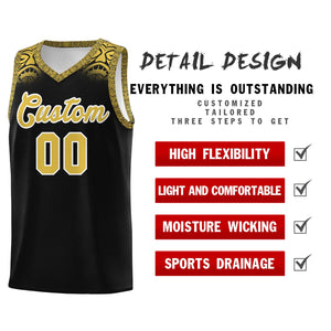 Custom Black Yellow Personalized Indians Print Sets Sports Uniform Basketball Jersey