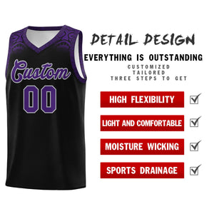 Custom Black Purple Personalized Indians Print Sets Sports Uniform Basketball Jersey