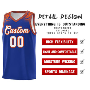 Custom Royal Orange Personalized Indians Print Sets Sports Uniform Basketball Jersey