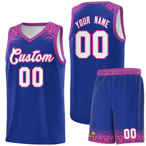 Custom Royal Pink Personalized Indians Print Sets Sports Uniform Basketball Jersey