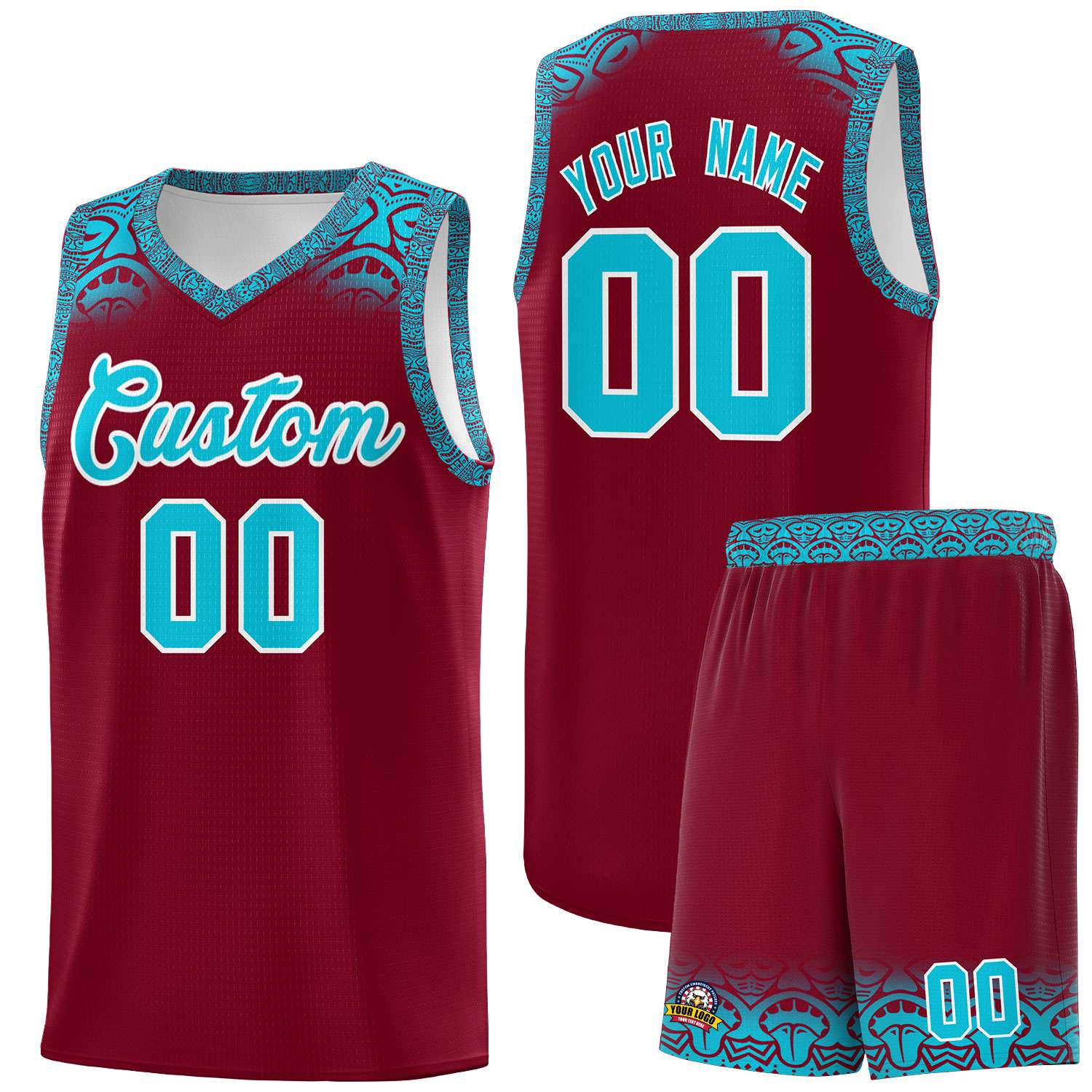 Custom Crimson Sky Blue Personalized Indians Print Sets Sports Uniform Basketball Jersey