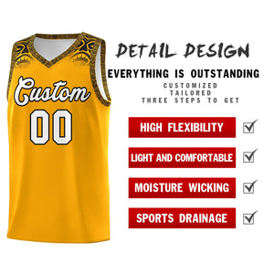 Custom Yellow Black Personalized Indians Print Sets Sports Uniform Basketball Jersey