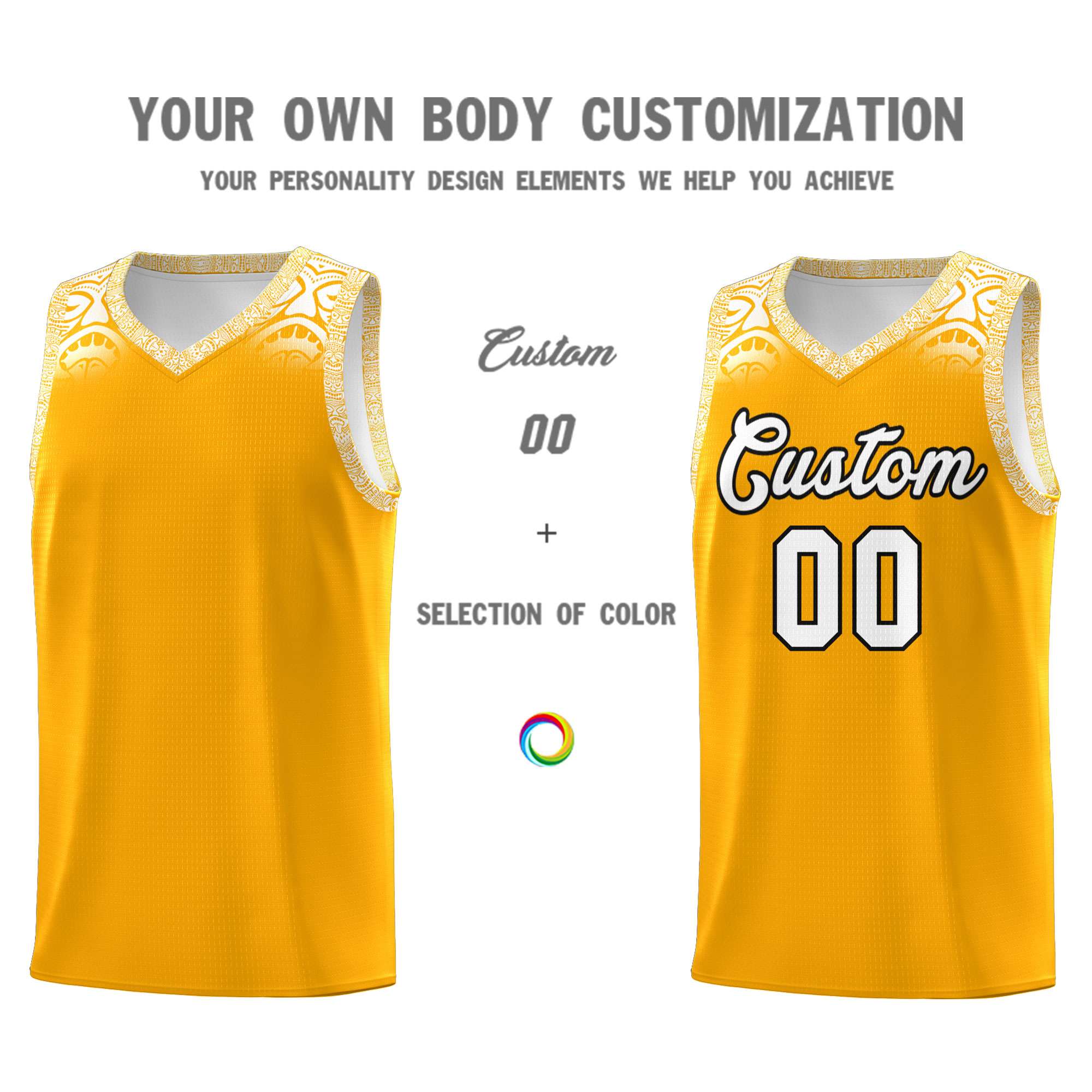 Custom Yellow White Personalized Indians Print Sets Sports Uniform Basketball Jersey