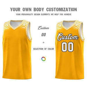 Custom Yellow White Personalized Indians Print Sets Sports Uniform Basketball Jersey