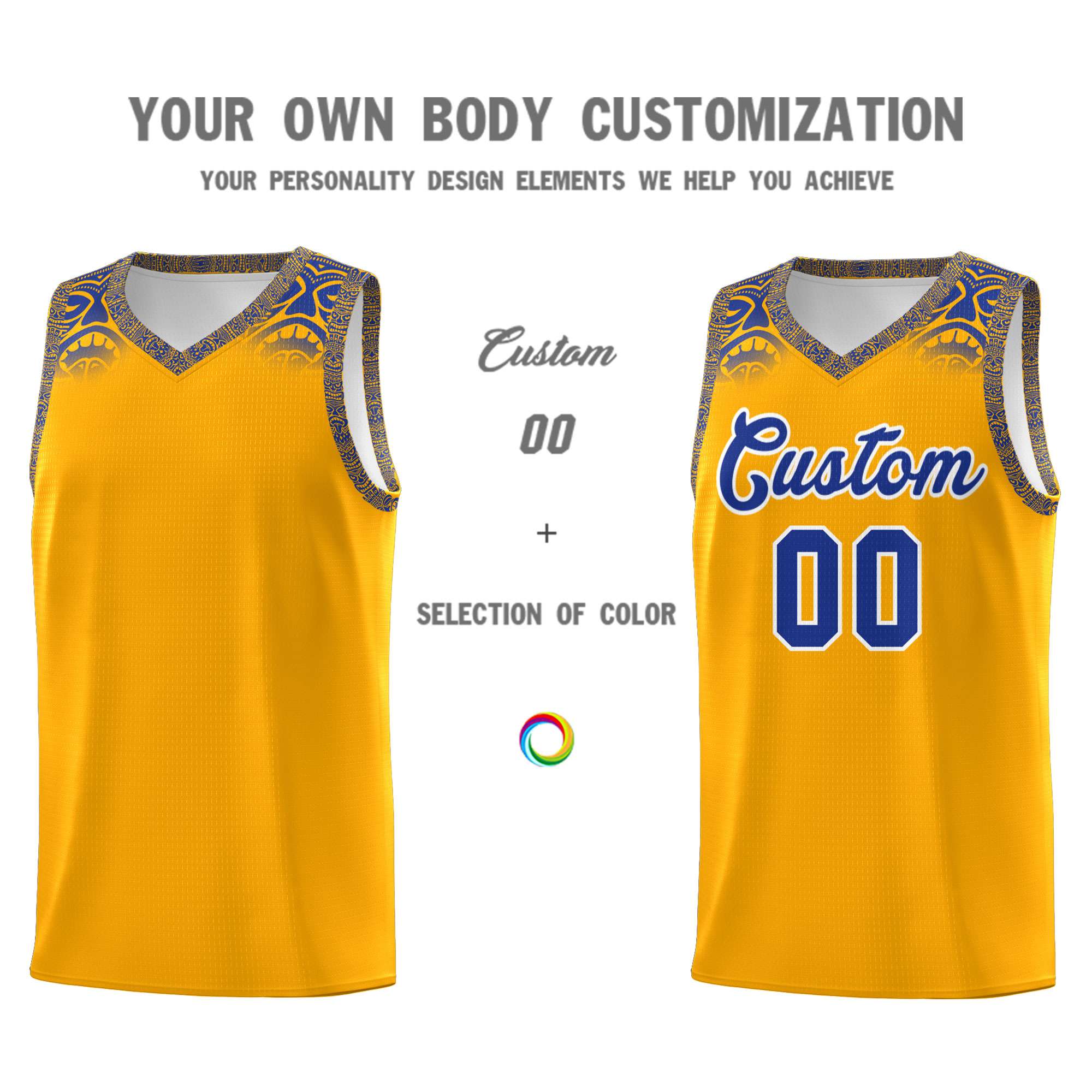 Custom Yellow Royal Personalized Indians Print Sets Sports Uniform Basketball Jersey