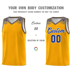 Custom Yellow Royal Personalized Indians Print Sets Sports Uniform Basketball Jersey