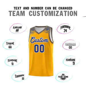 Custom Yellow Royal Personalized Indians Print Sets Sports Uniform Basketball Jersey