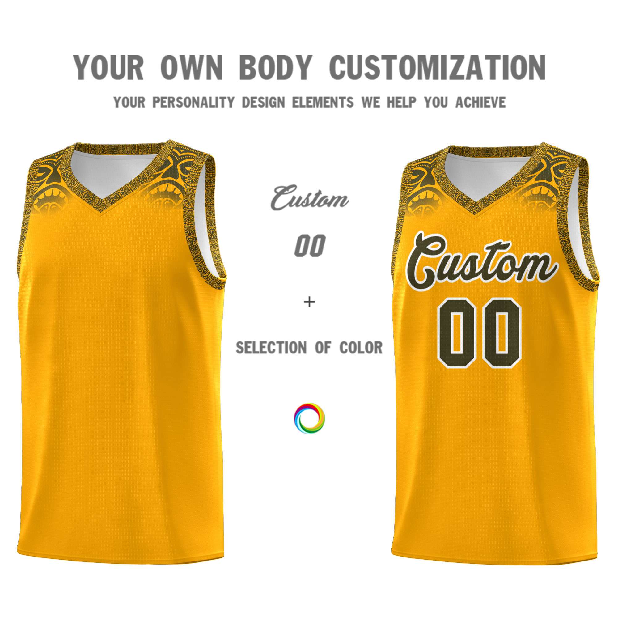 Custom Yellow Olive Personalized Indians Print Sets Sports Uniform Basketball Jersey