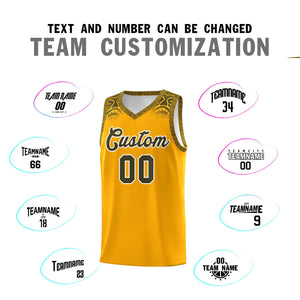 Custom Yellow Olive Personalized Indians Print Sets Sports Uniform Basketball Jersey