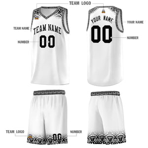 Custom White Black Personalized Indians Print Sets Sports Uniform Basketball Jersey