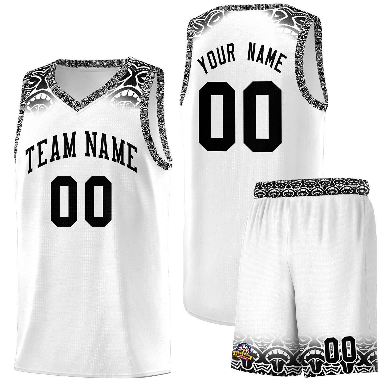 Custom White Black Personalized Indians Print Sets Sports Uniform Basketball Jersey