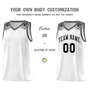 Custom White Black Personalized Indians Print Sets Sports Uniform Basketball Jersey