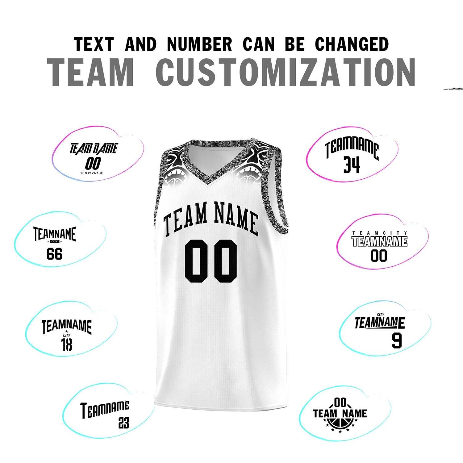 Custom White Black Personalized Indians Print Sets Sports Uniform Basketball Jersey