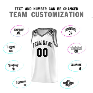 Custom White Black Personalized Indians Print Sets Sports Uniform Basketball Jersey