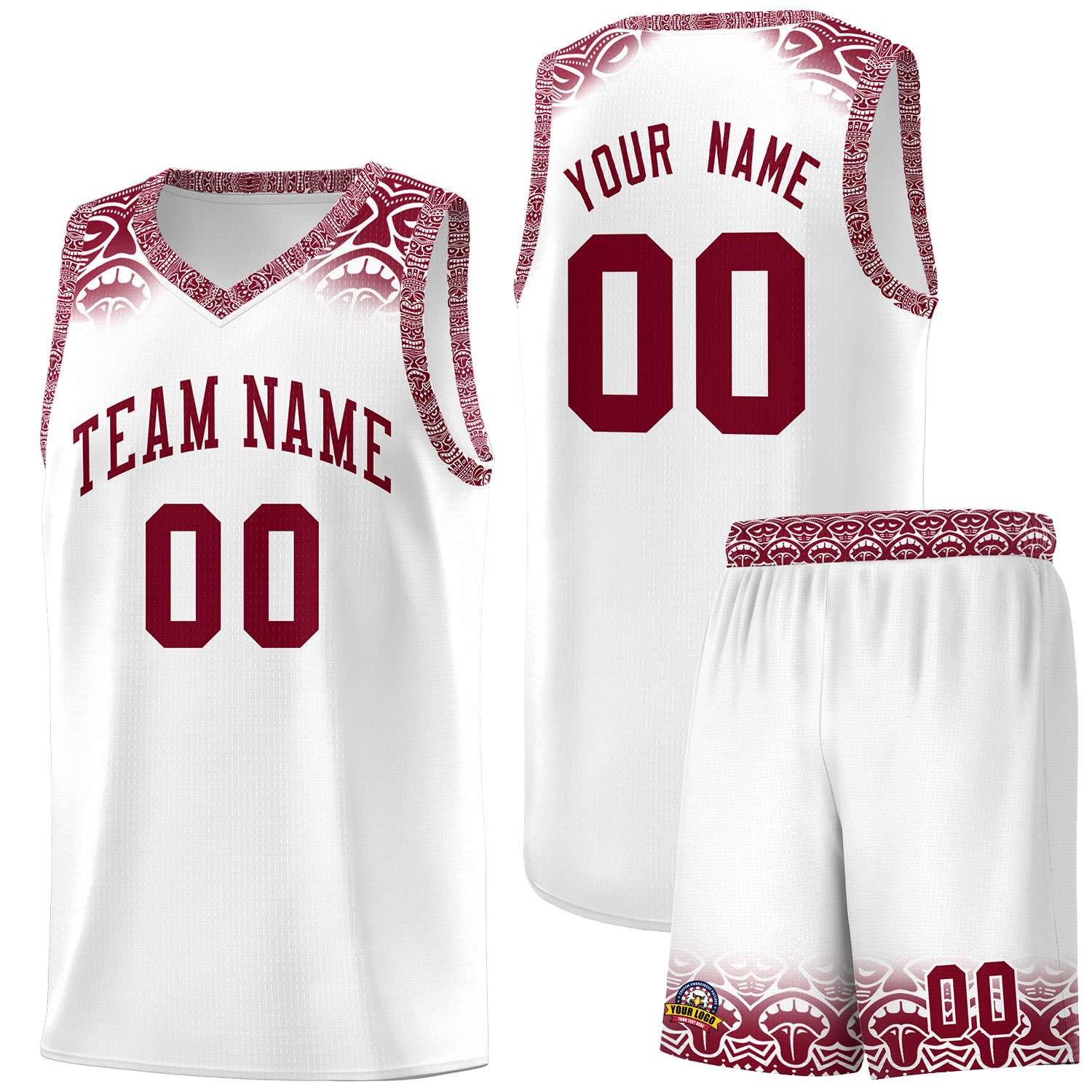 Custom White Crimson Personalized Indians Print Sets Sports Uniform Basketball Jersey