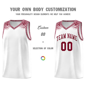 Custom White Crimson Personalized Indians Print Sets Sports Uniform Basketball Jersey