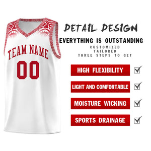 Custom White Red Personalized Indians Print Sets Sports Uniform Basketball Jersey