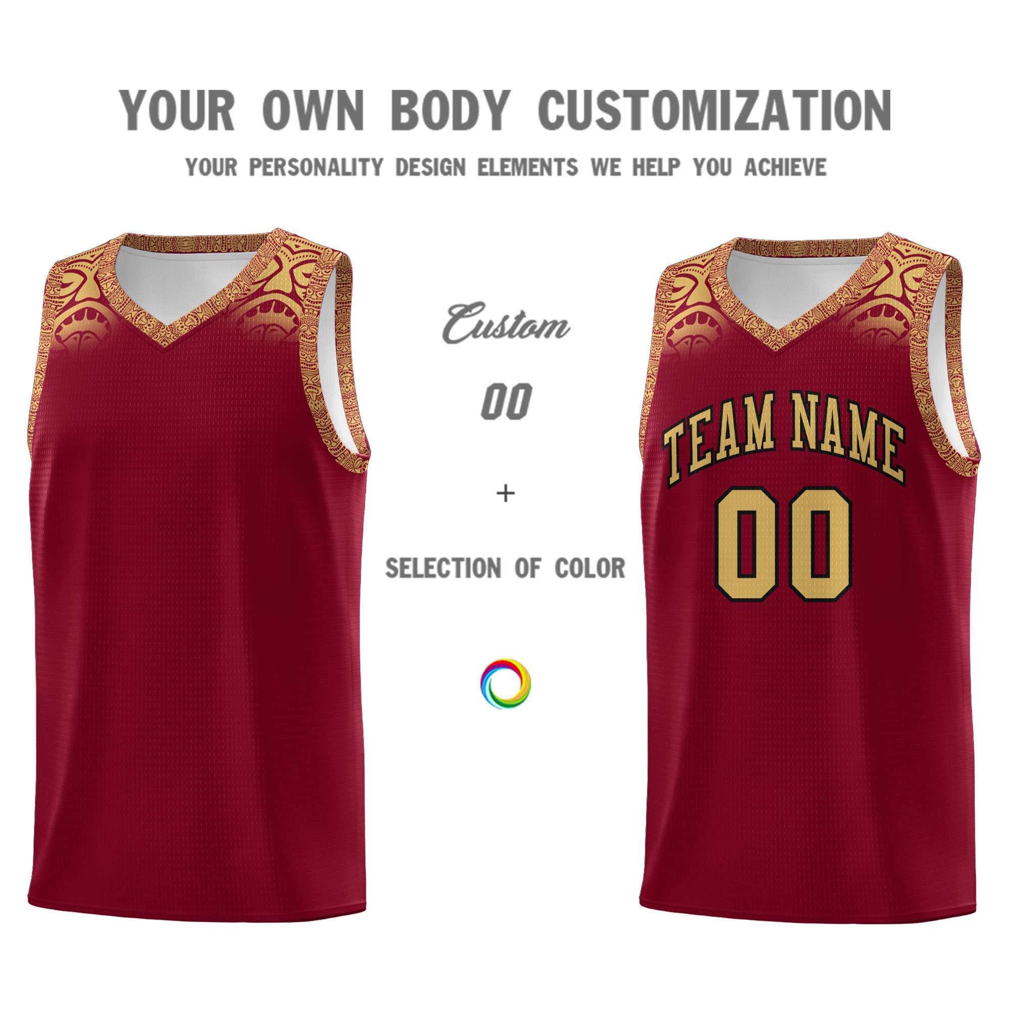 Custom Crimson Old Gold Personalized Indians Print Sets Sports Uniform Basketball Jersey