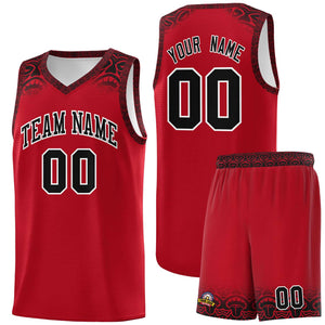 Custom Red Black Personalized Indians Print Sets Sports Uniform Basketball Jersey