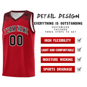 Custom Red Black Personalized Indians Print Sets Sports Uniform Basketball Jersey