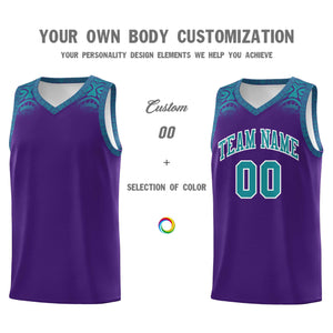 Custom Purple Aqua Personalized Indians Print Sets Sports Uniform Basketball Jersey