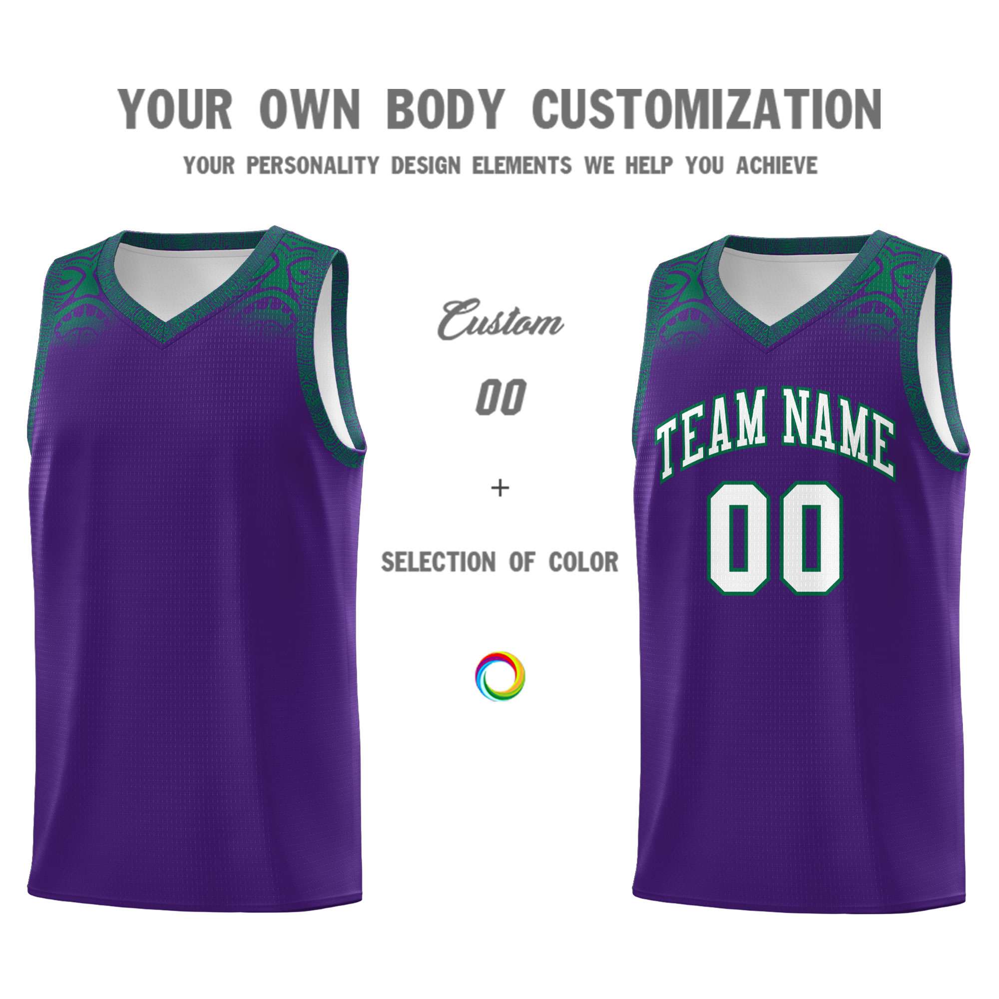 Custom Purple Kelly Green Personalized Indians Print Sets Sports Uniform Basketball Jersey