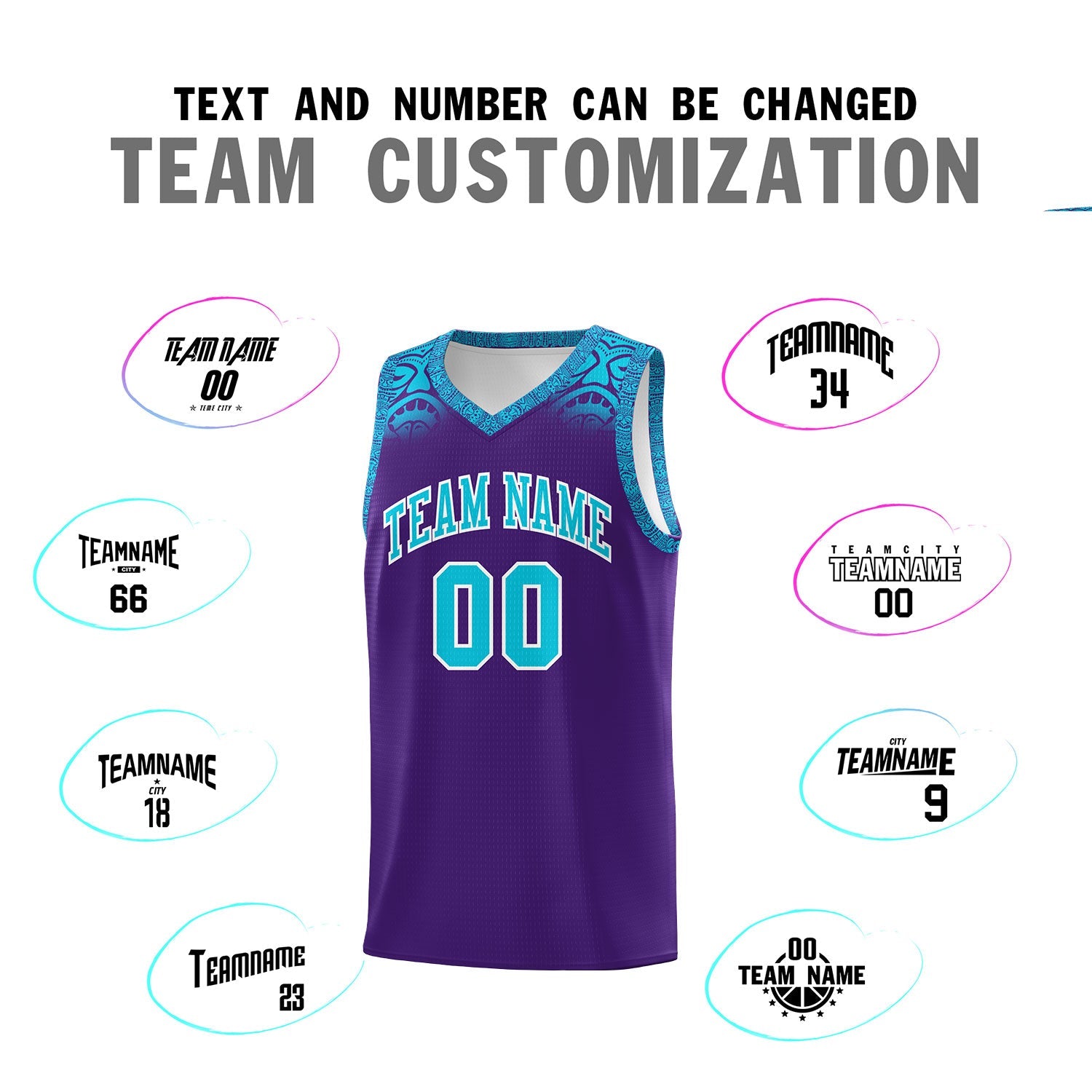 Custom Purple Sky Blue Personalized Indians Print Sets Sports Uniform Basketball Jersey