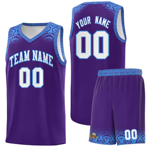 Custom Purple Powder Blue Personalized Indians Print Sets Sports Uniform Basketball Jersey