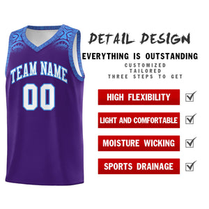 Custom Purple Powder Blue Personalized Indians Print Sets Sports Uniform Basketball Jersey