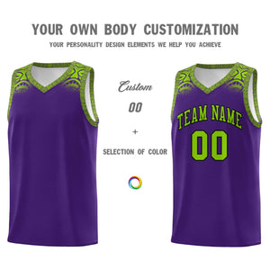 Custom Purple Green Personalized Indians Print Sets Sports Uniform Basketball Jersey