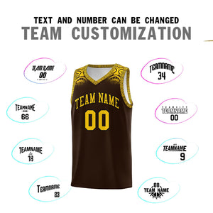 Custom Brown Gold Personalized Indians Print Sets Sports Uniform Basketball Jersey