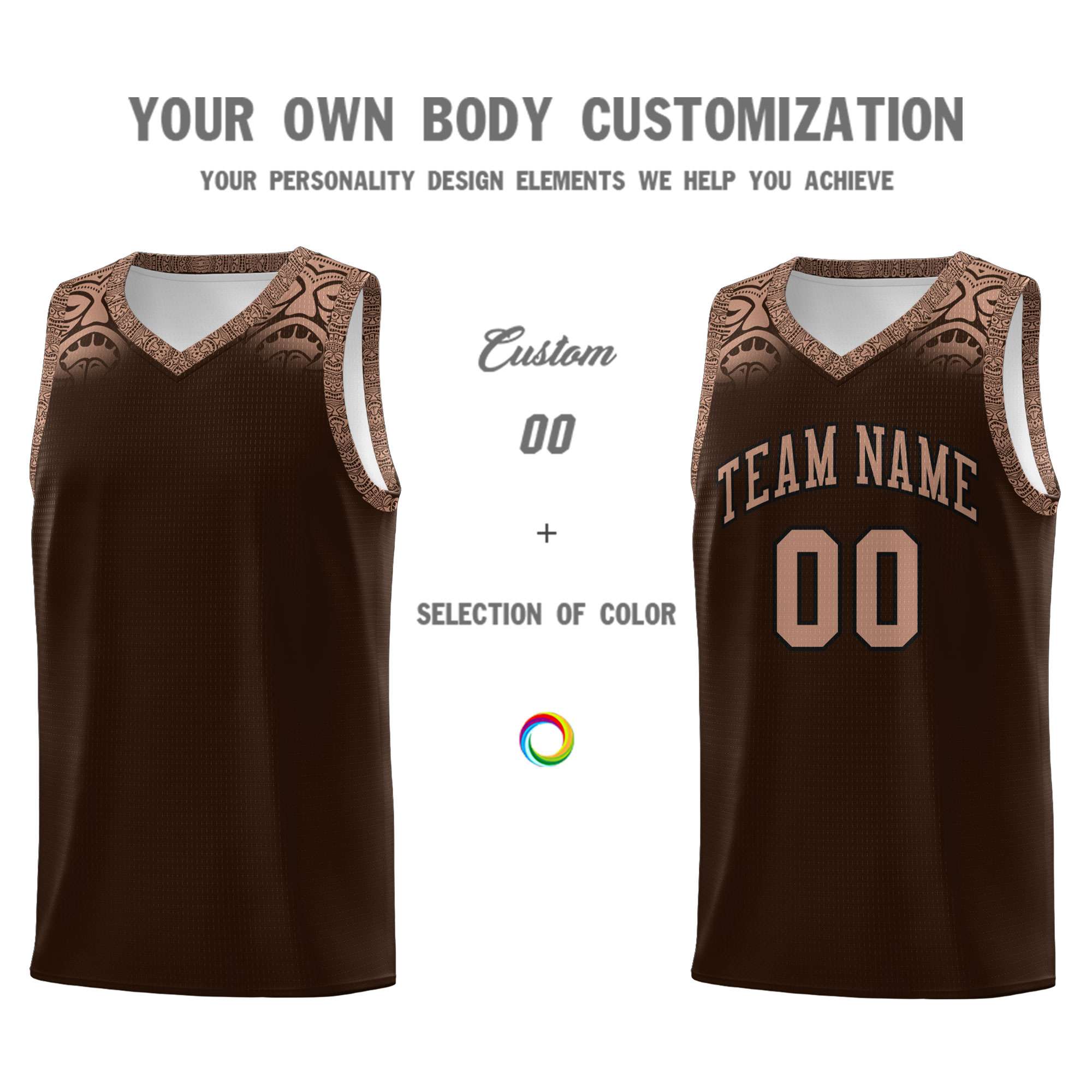 Custom Brown Teabrown Personalized Indians Print Sets Sports Uniform Basketball Jersey