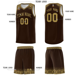 Custom Brown Desert Yellow Personalized Indians Print Sets Sports Uniform Basketball Jersey