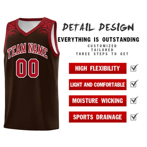 Custom Brown Red Personalized Indians Print Sets Sports Uniform Basketball Jersey