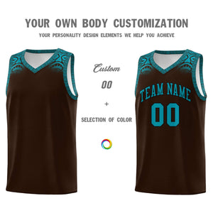 Custom Brown Teal Personalized Indians Print Sets Sports Uniform Basketball Jersey