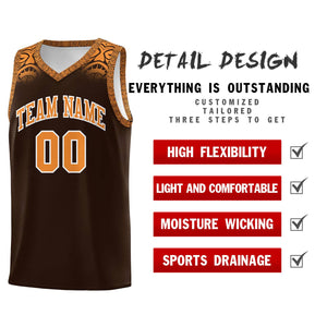 Custom Brown Orange Personalized Indians Print Sets Sports Uniform Basketball Jersey