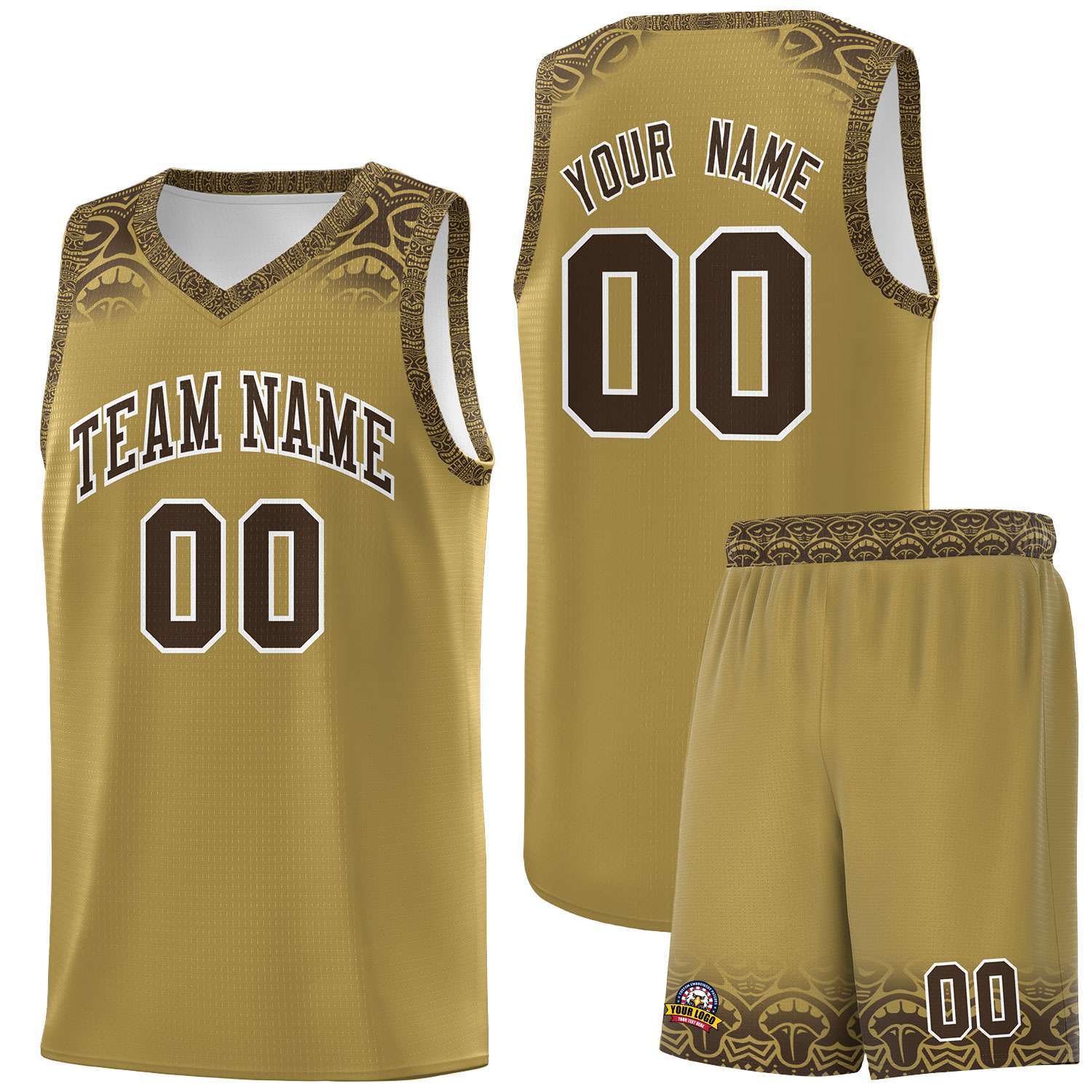 Custom Desert Yellow Brown Personalized Indians Print Sets Sports Uniform Basketball Jersey