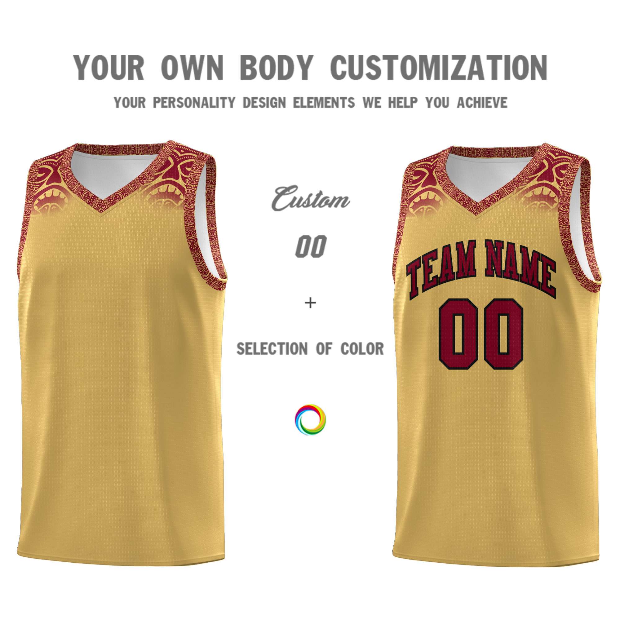 Custom Khaki Crimson Personalized Indians Print Sets Sports Uniform Basketball Jersey