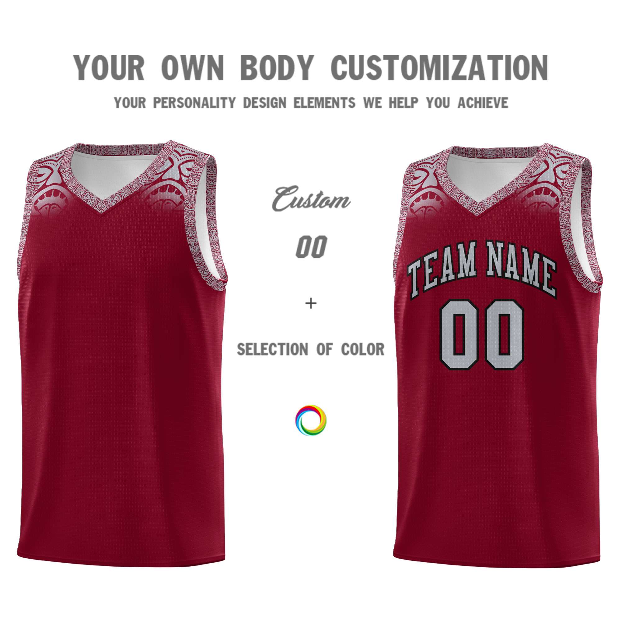 Custom Crimson Gray Personalized Indians Print Sets Sports Uniform Basketball Jersey