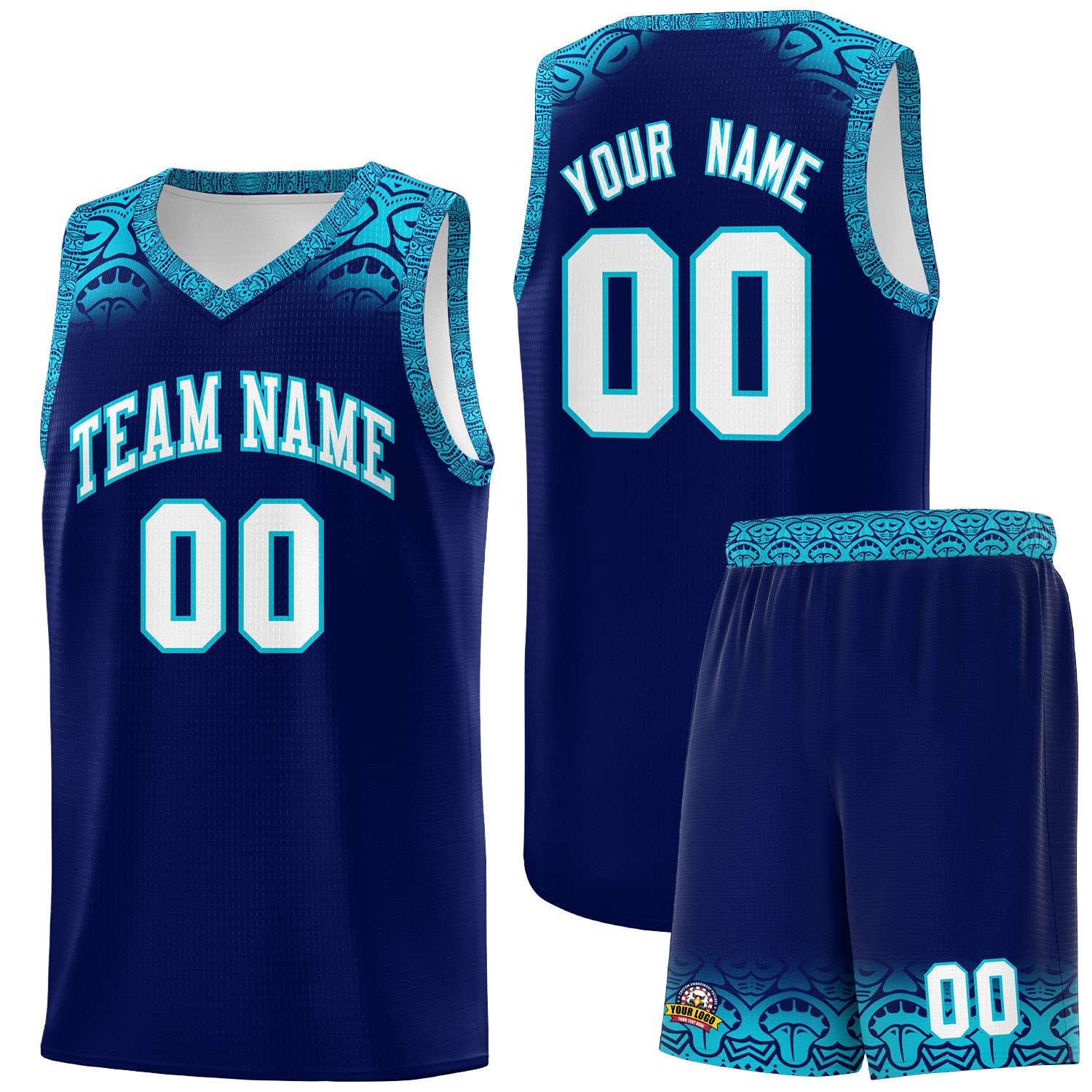 Custom Royal Sky Blue Personalized Indians Print Sets Sports Uniform Basketball Jersey