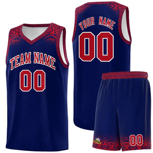 Custom Royal Red Personalized Indians Print Sets Sports Uniform Basketball Jersey