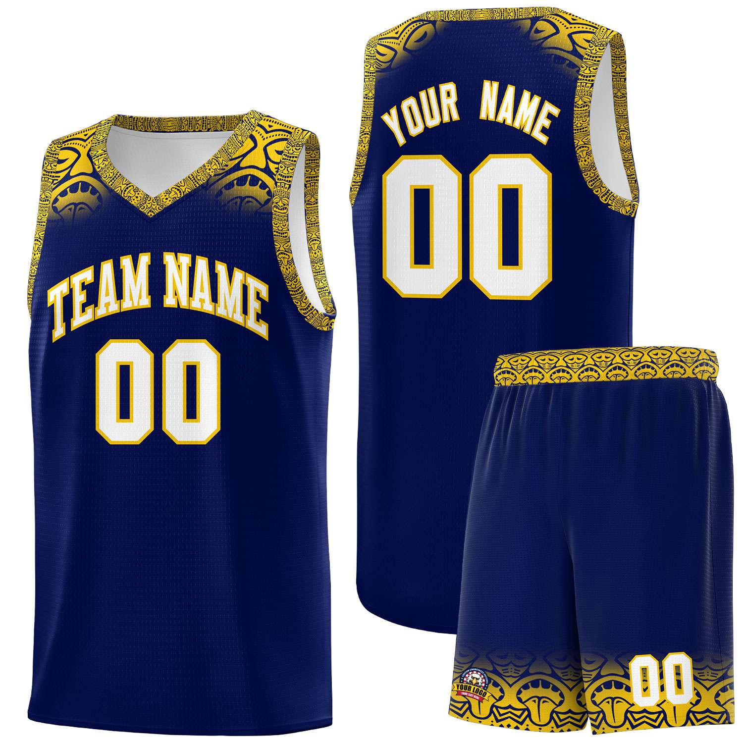 Custom Royal Gold Personalized Indians Print Sets Sports Uniform Basketball Jersey