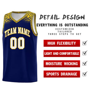 Custom Royal Gold Personalized Indians Print Sets Sports Uniform Basketball Jersey