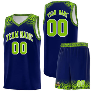 Custom Royal Neon Green Personalized Indians Print Sets Sports Uniform Basketball Jersey